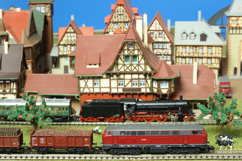 鉄道模型と街並み
